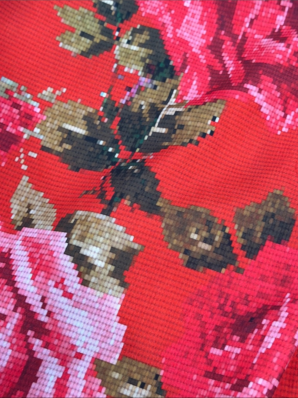 ASOS LUXE Pixelated Rose Floral Print Pants Flare Red Size 8 - Picture 7 of 8